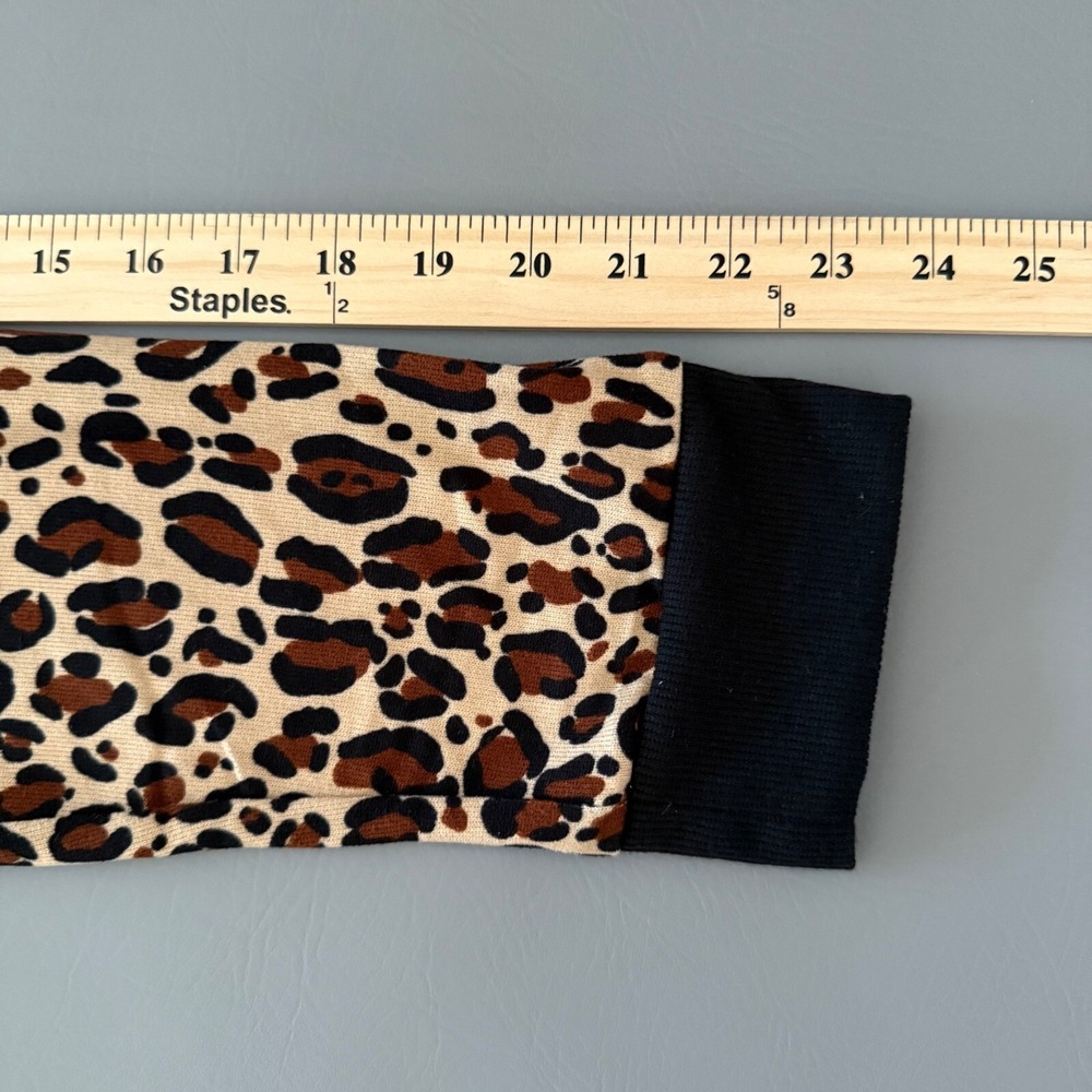 DKNY womens leopard print hooded robe M belted loungewear $78 MSRP stretchy - Picture 7 of 8